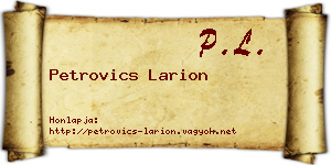 Petrovics Larion névjegykártya